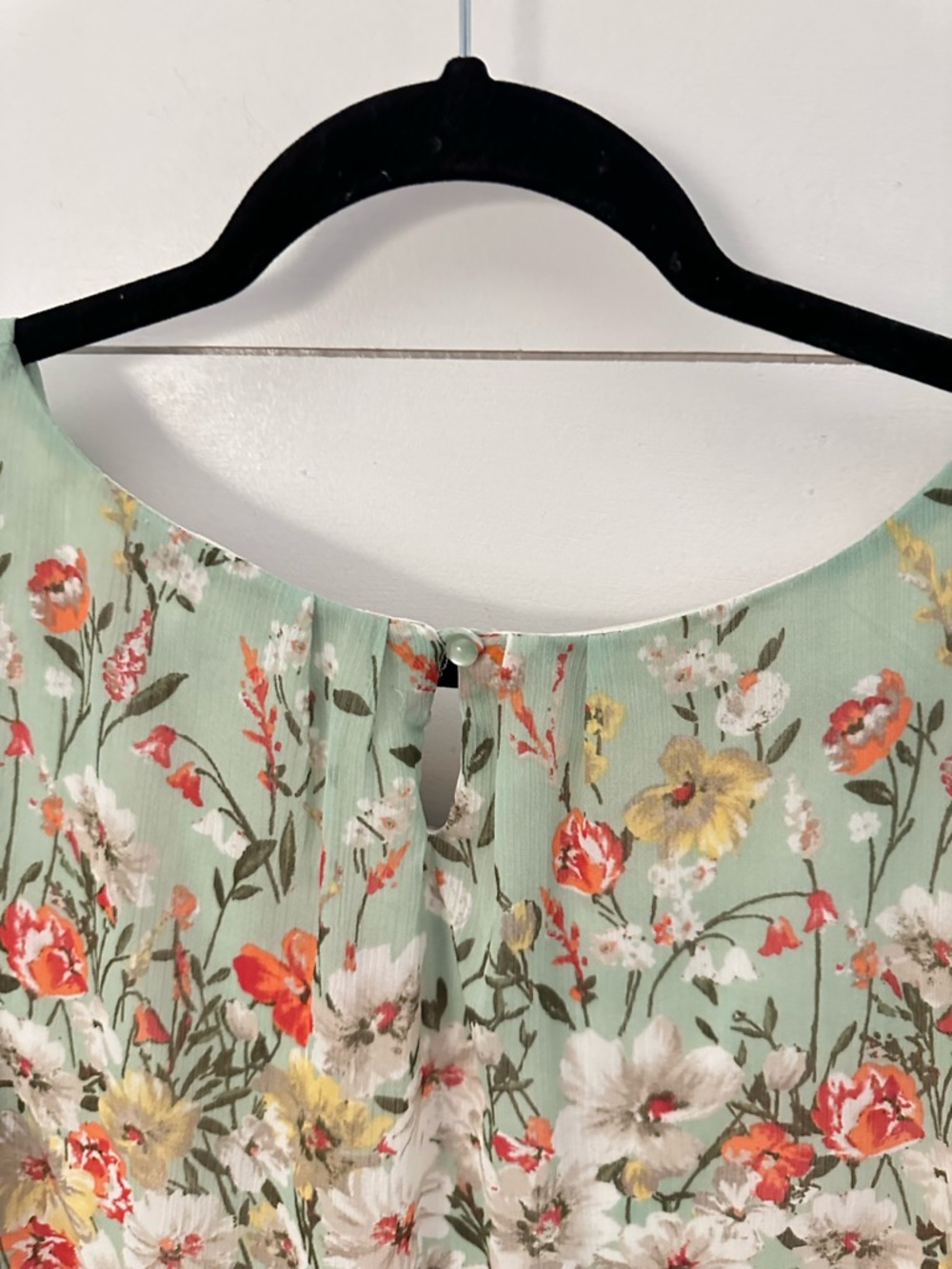 Roz and Ali 1X Floral 3/4 bow green-pink tulip plus size elastic waist top boho - Picture 11 of 14